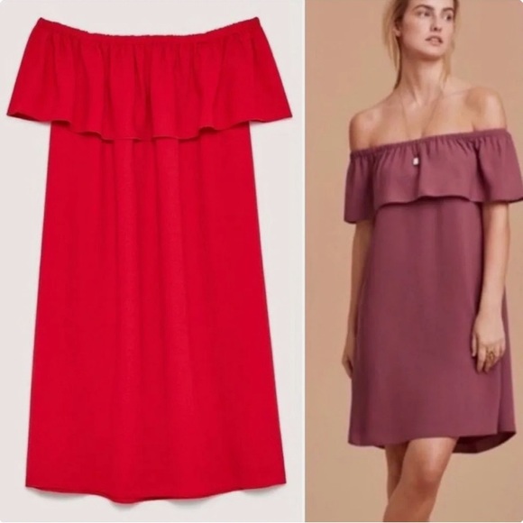 Wilfred Neuchatel Red Off the Shoulder Dress Size XXS Pockets - Picture 2 of 9